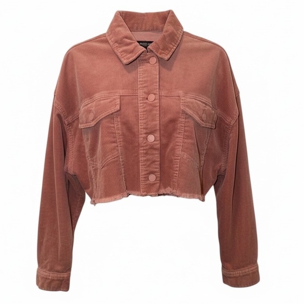 Black Label Oversized Crop Jacket English Rose Corduroy Pink Medium NWT